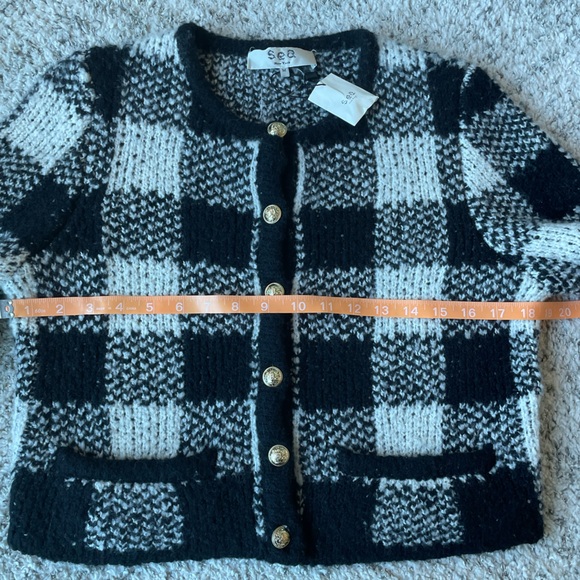 Sea New York Chiyo Check Cropped Cardigan, Medium - Picture 11 of 11